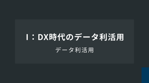 データ利活用Ⅰ：DX時代のデータ利活用