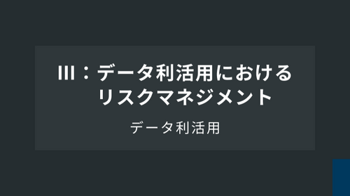 データ利活用Ⅲ：データ利活用におけるリスクマネジメント